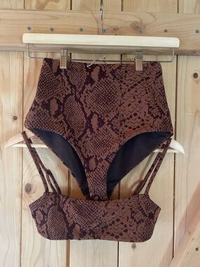 Mara Hoffman Brown Print High-Waist Bikini